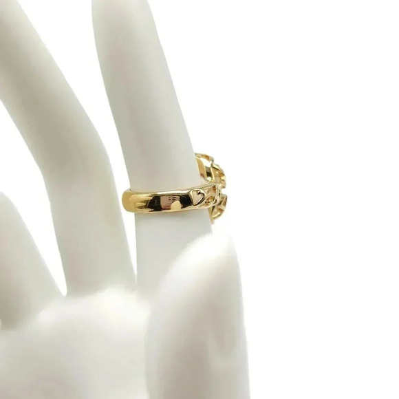 UNCAS Gold Vermeil Over Brass Large Peach Rhinestone Ring Size 7 - Picture 4 of 5